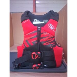 Stearns Youth Life Jacket, life Vest Bright red, Black, Kids 50-90lbs Excellent